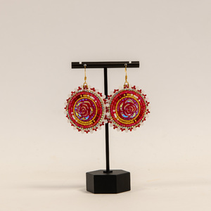 Beaded Earrings -- Rose